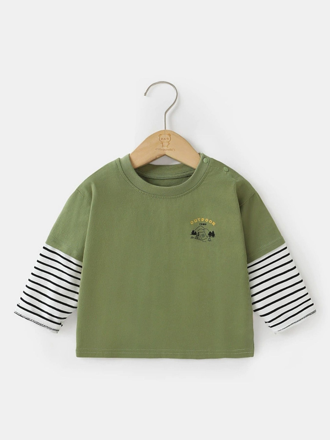 

LULU & SKY Girls Graphic Printed Round Neck Cotton T-shirt, Olive