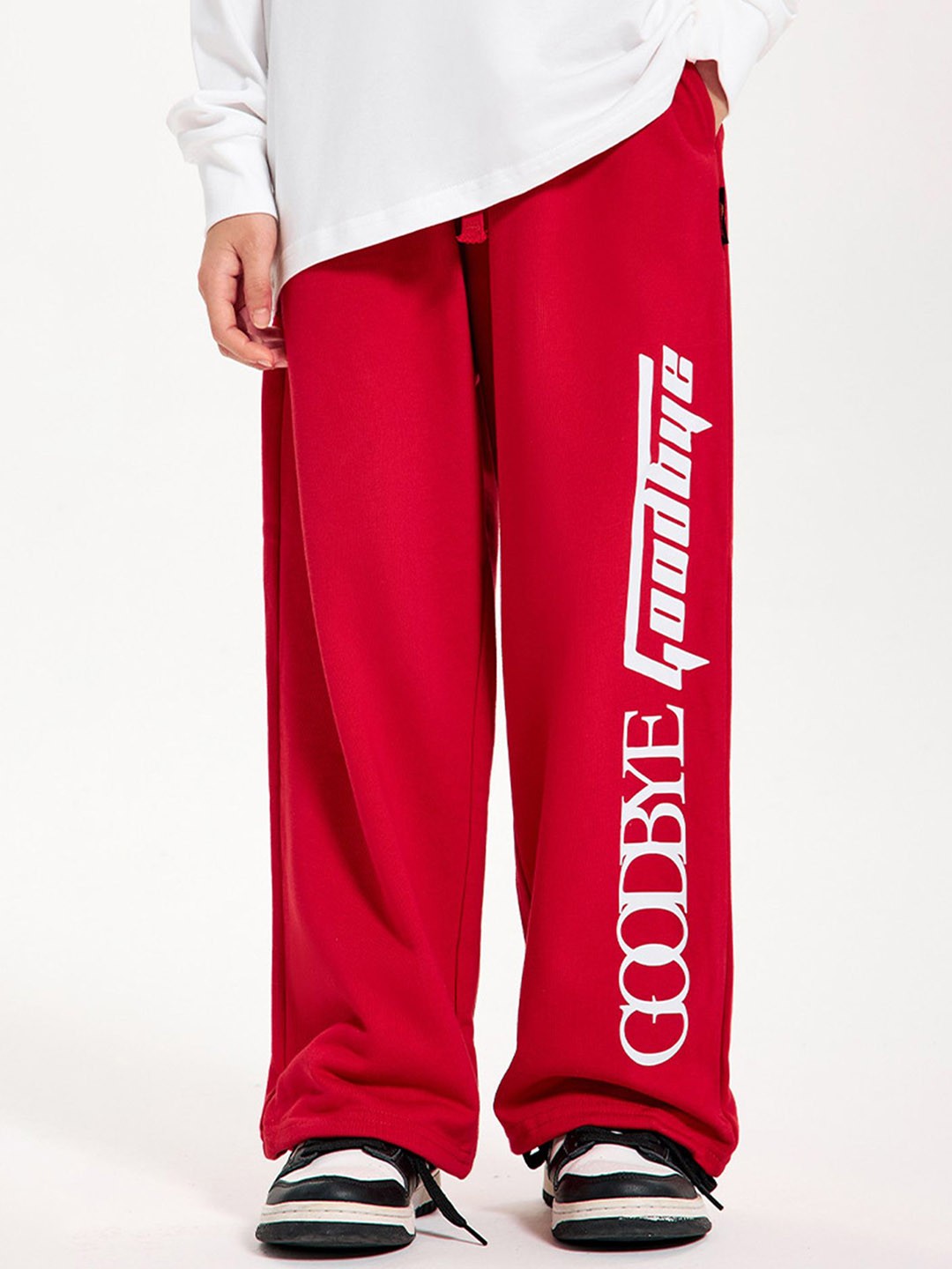 

LULU & SKY Girls Printed Straight Fit High-Rise Trousers, Red