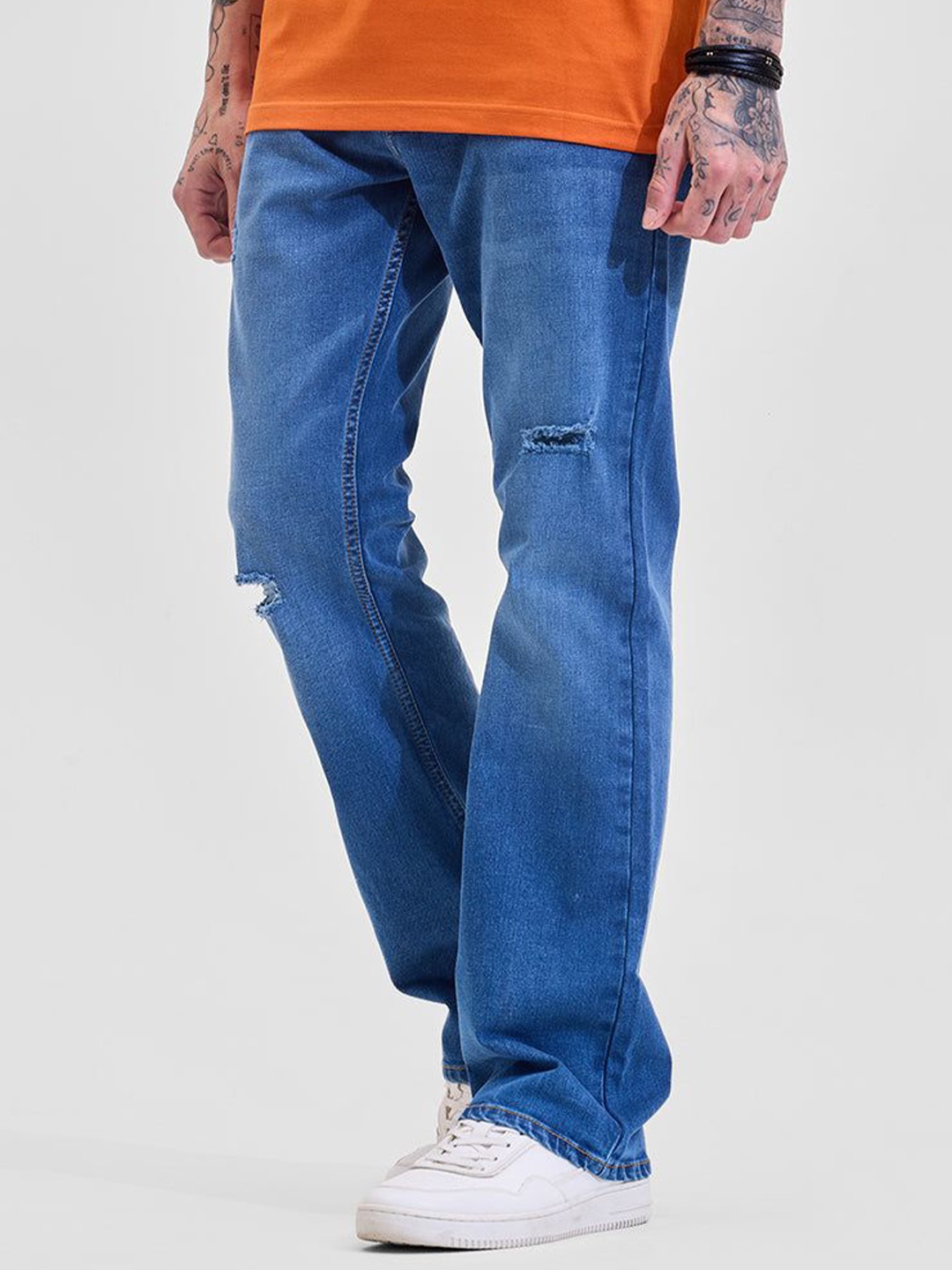 

Snitch Men Snitch Blue Solid Bootcut Mid Rise Jeans