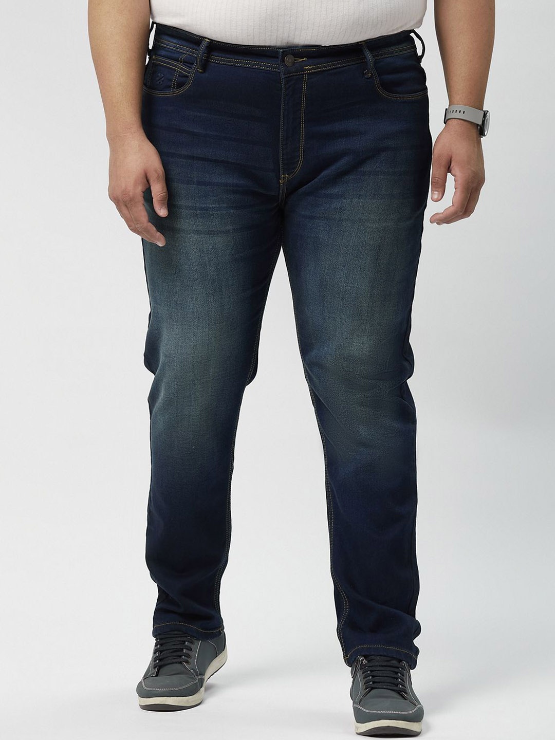 

Big Hello - The Plus Life Men Regular Fit Light Fade Jeans, Navy blue