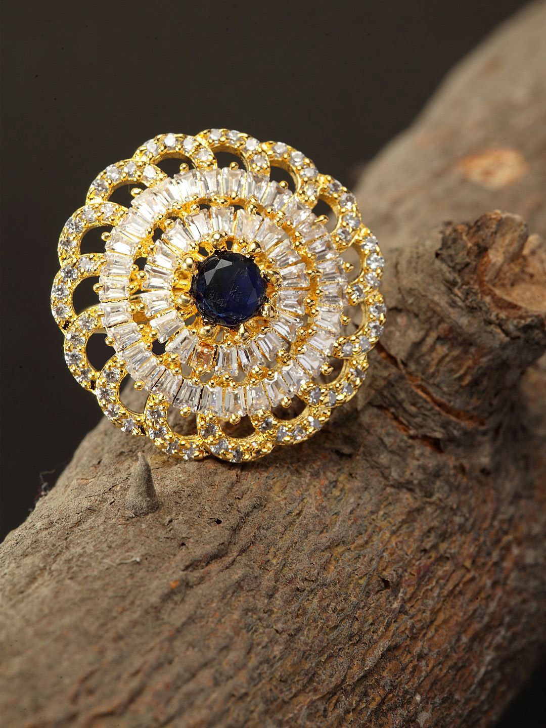 

Anouk Gold Plated American Diamond Stone Studded Finger Ring