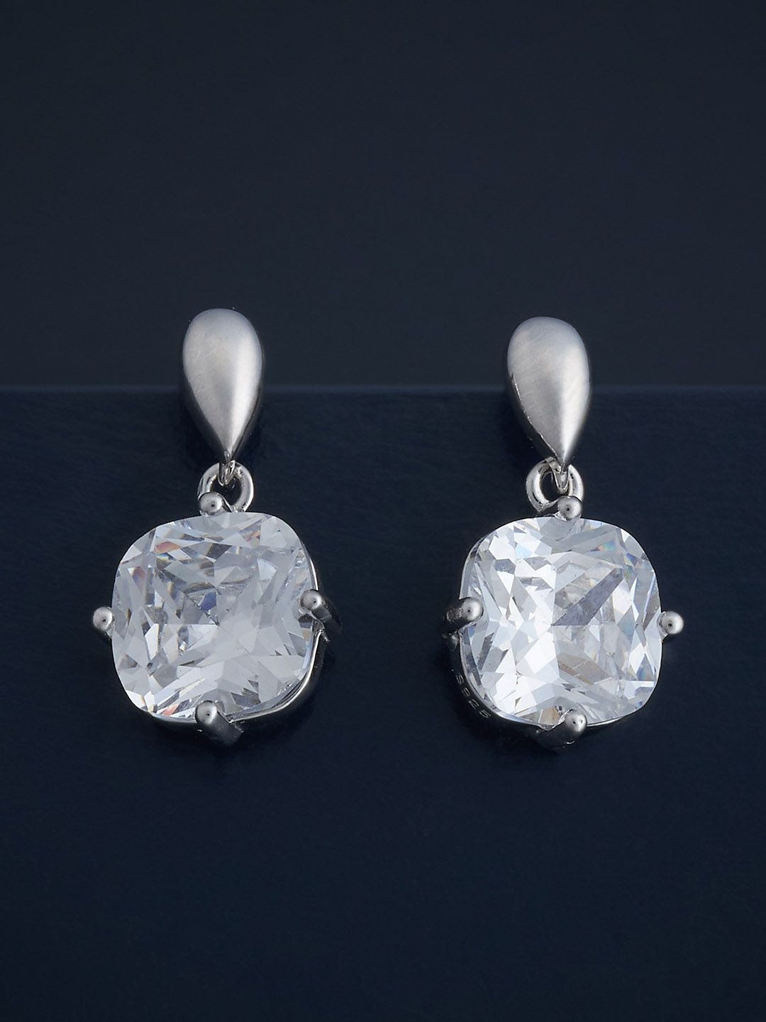 

Kushal's Fashion Jewellery 92.5 Silver Square Shaped Drop Earrings