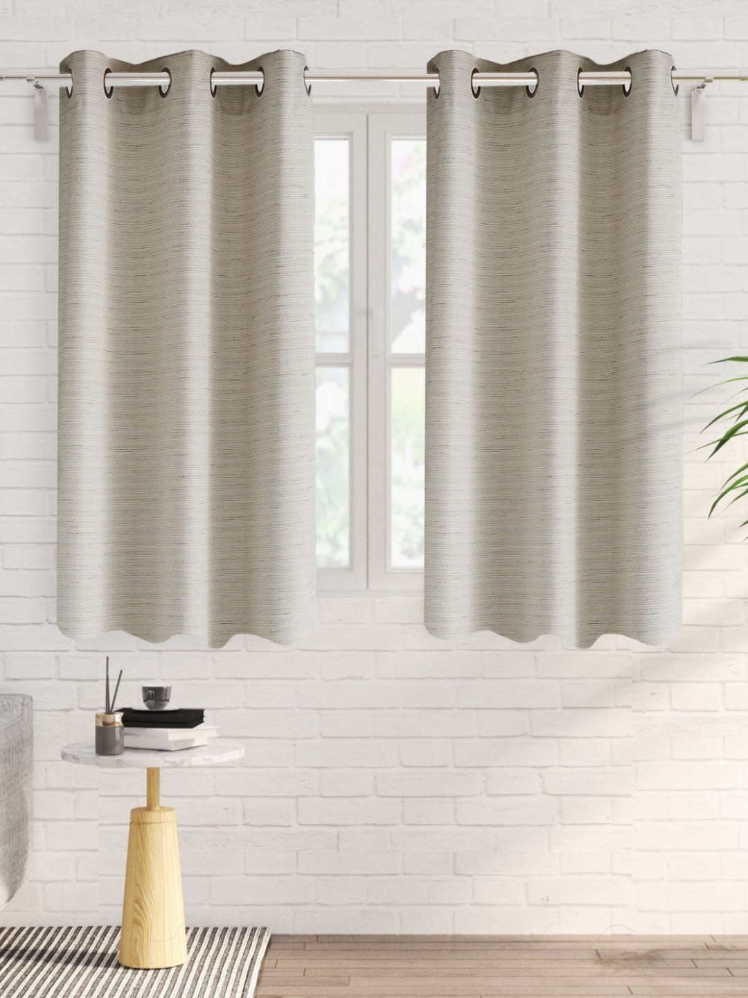 

Home Centre Drift Off White & Beige Set of 2 Black Out Window Curtain
