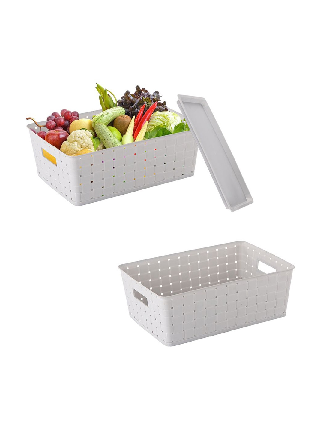 

Kuber Industries Grey 2 Pieces Self Design Stackable Multi-Utility Organisers