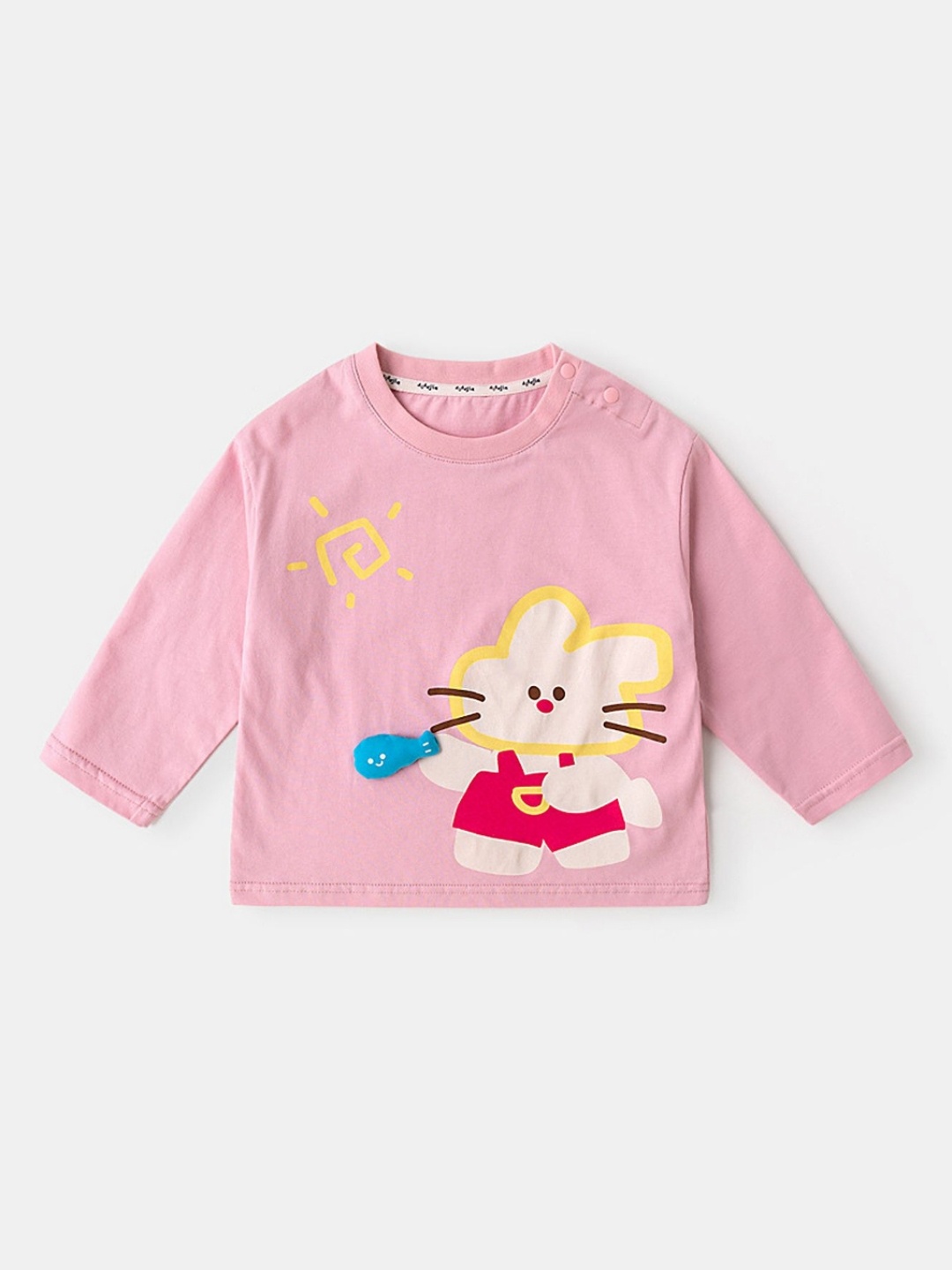 

LULU & SKY Girls Graphic Printed Round Neck Cotton Relaxed Fit T-shirt, Pink