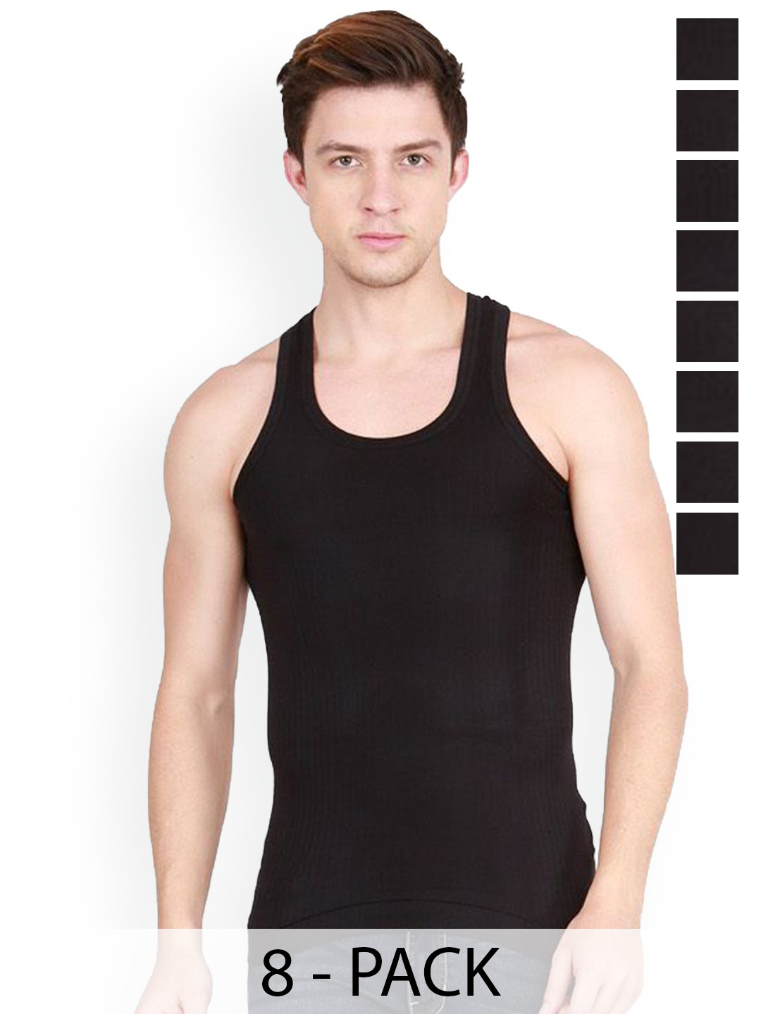 

Rupa Pack Of 8 Cotton Innerwear Vests - Frontline-Xing-Black-RN-8-95