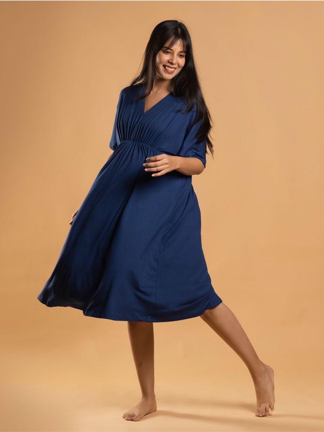 

Block Hop Maternity Kaftan Dress, Blue