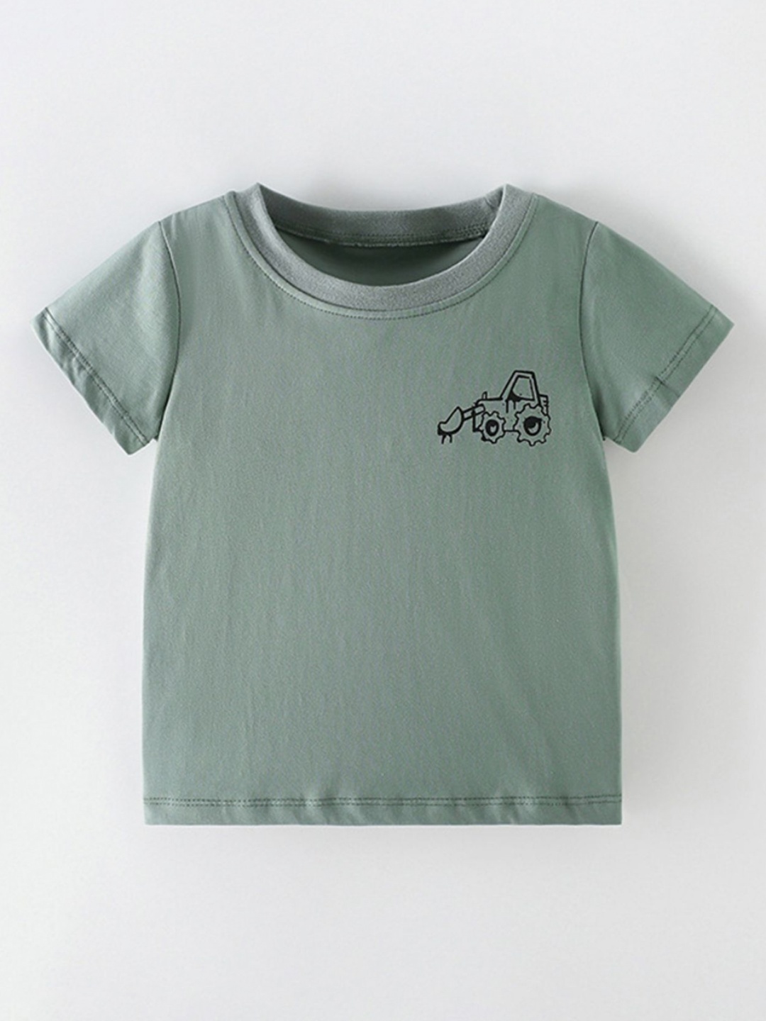 

LULU & SKY Boys Graphic Printed Round Neck Cotton T-shirt, Green