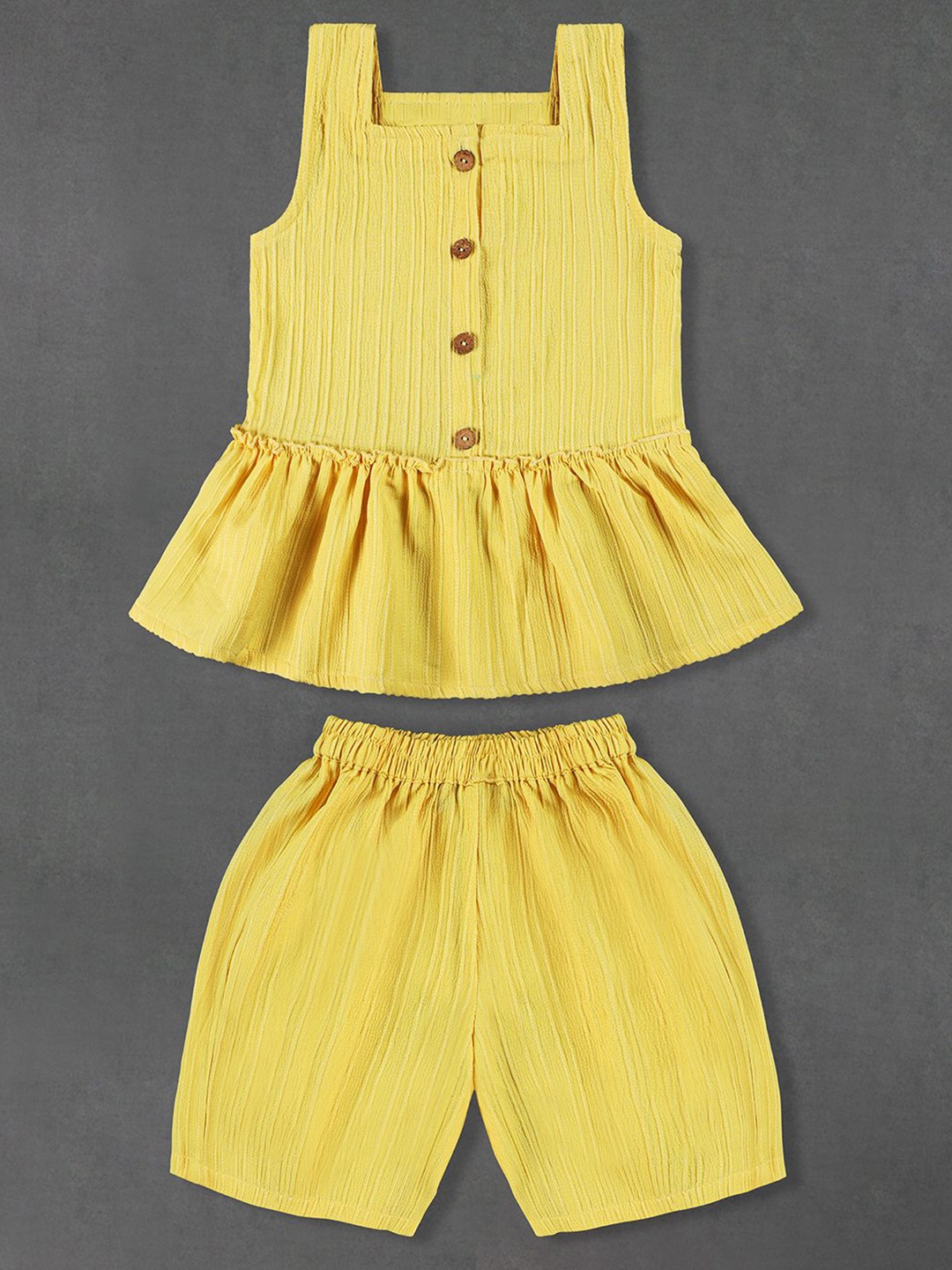 

YK Girls Square Neck Top With Shorts, Yellow