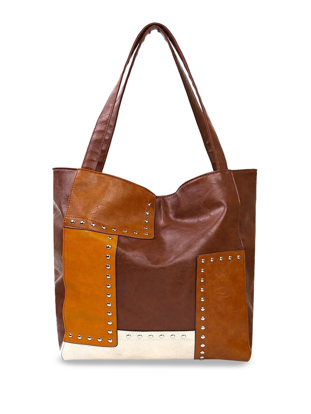 

INKMILAN Women Colourblocked Shopper Hobo Bag, Coffee brown