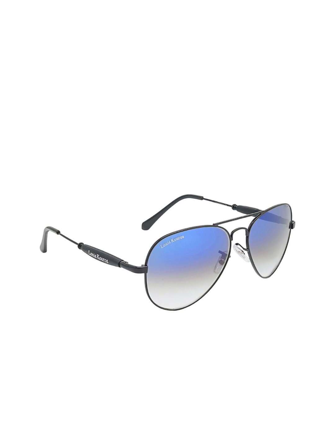 

LOUIS KOUROS Unisex Aviator Sunglasses with UV Protected Lens SUN-LK-3517-BLU2BLK-M, Blue