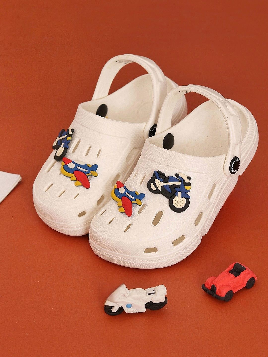 

Yellow Bee Boys Printed Rubber Clogs, White