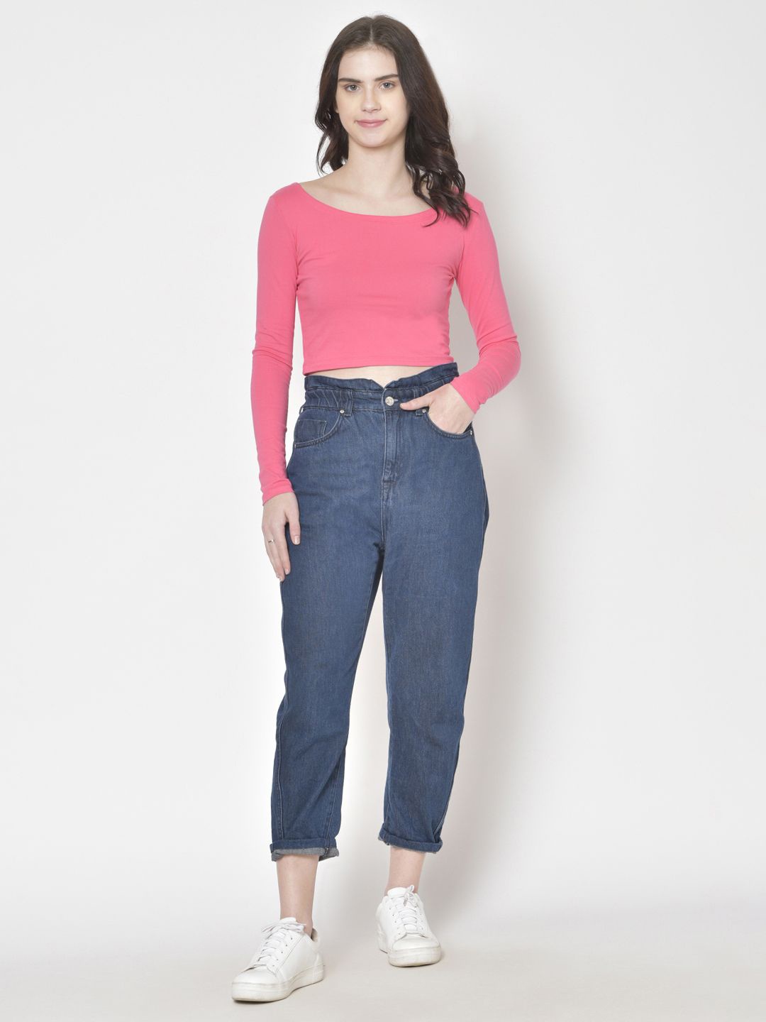 

Moda Rapido Cotton Crop Top, Pink