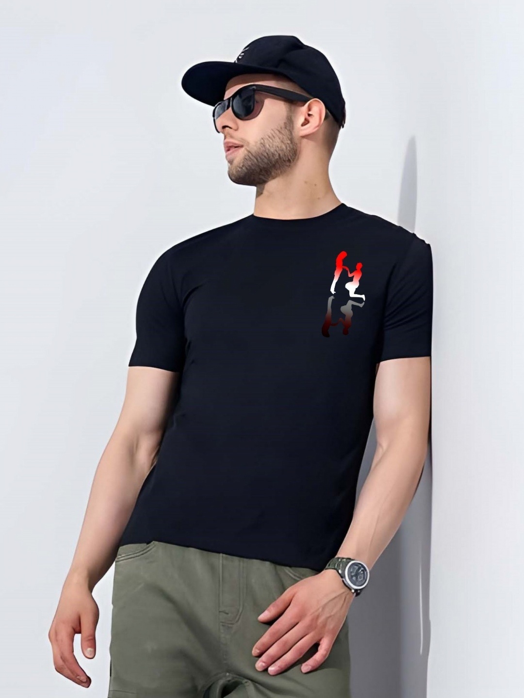 

Moda Rapido Men Graphic Printed Round Neck Cotton T-shirt, Black