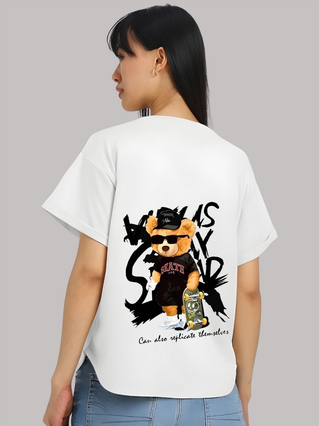 

Moda Rapido Women Graphic Printed Round Neck Cotton Relaxed Fit T-shirt, White