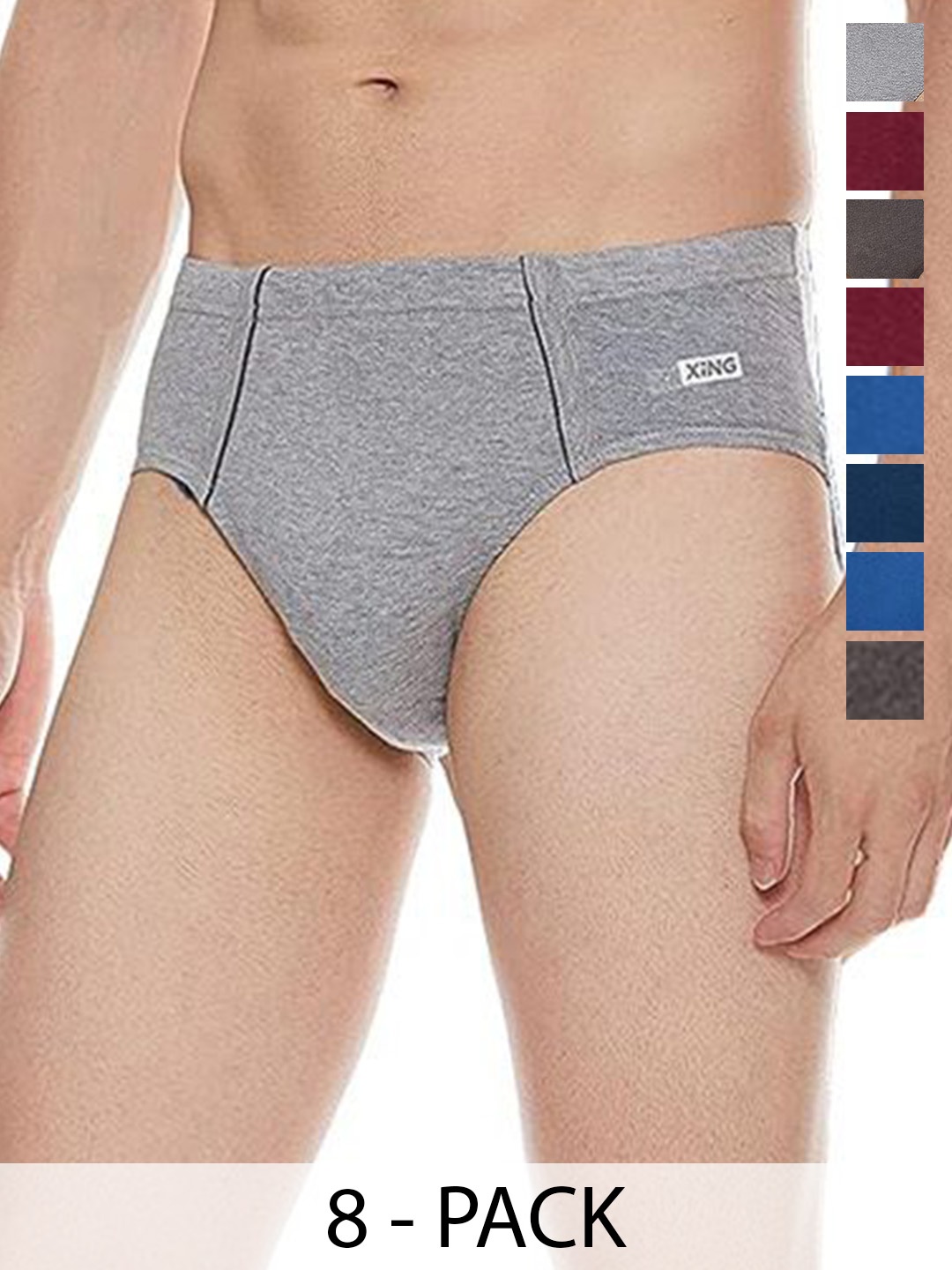 

Rupa Pack Of 8 Assorted Pure Cotton Basic Briefs - Frontline-Xing-Brief-IE-8--90