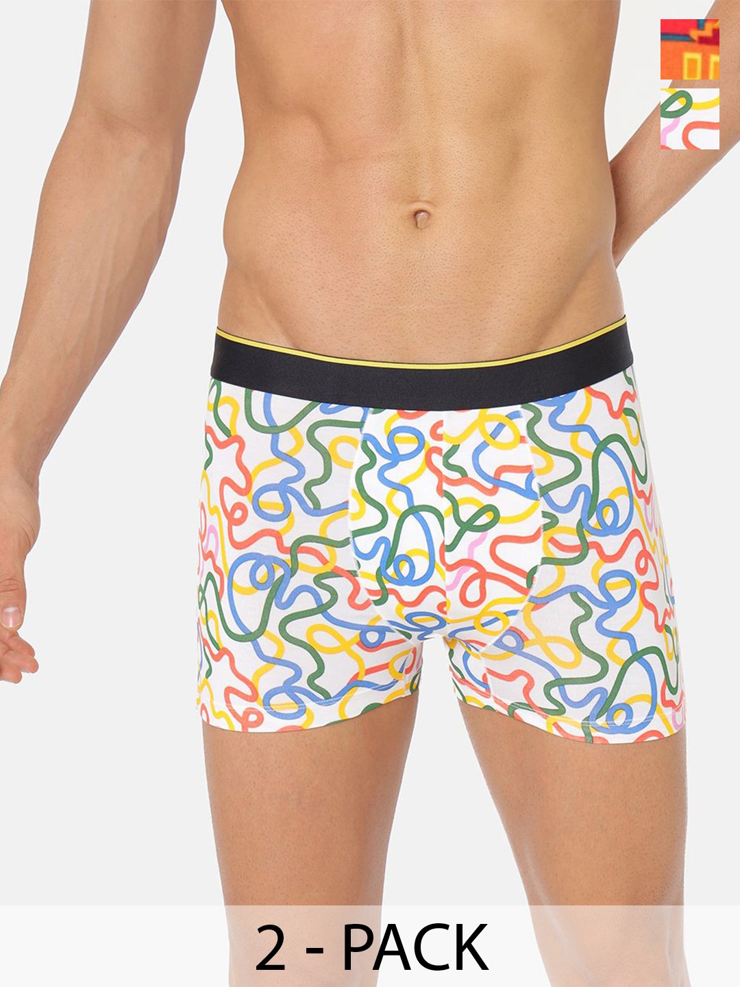 

Bummer Men's Printed Micro Modal Trunks Underwear Pack of 2, Red