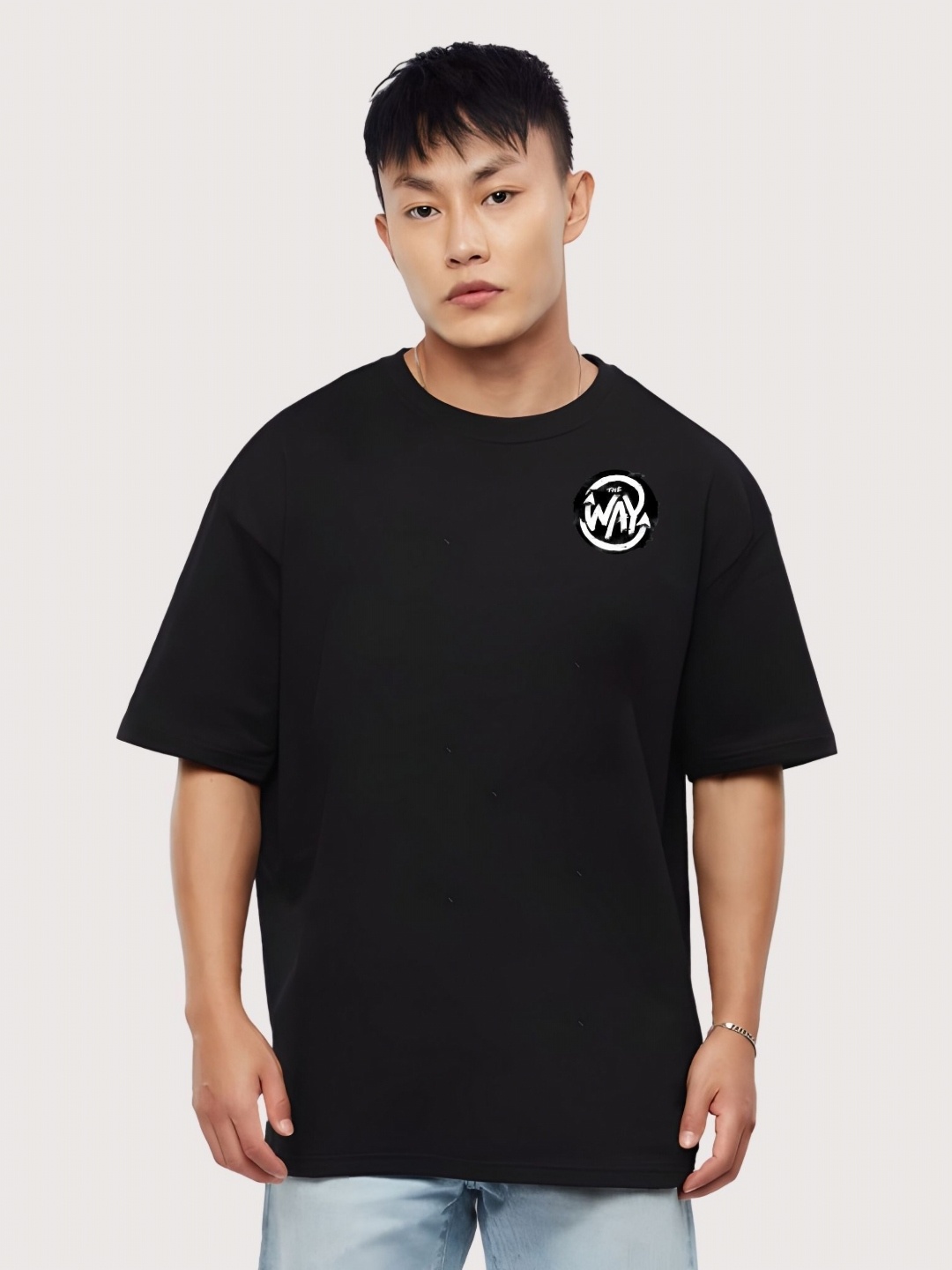 

Moda Rapido Men Typography Printed Round Neck Cotton Oversized T-shirt, Black