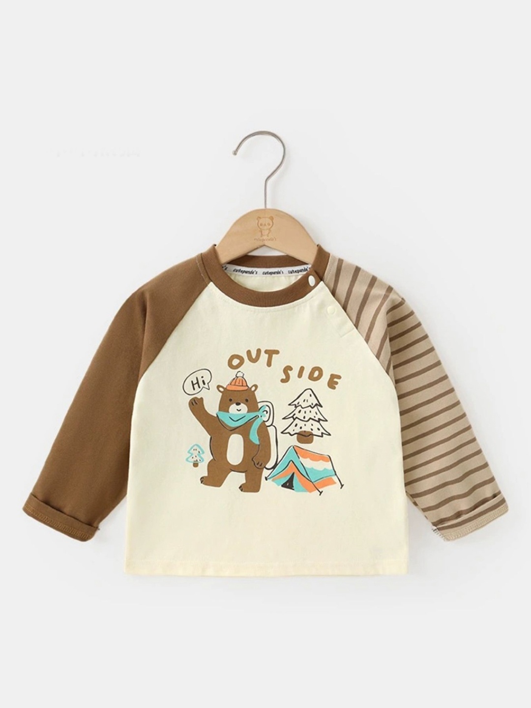 

LULU & SKY Girls Graphic Printed Round Neck Cotton T-shirt, Cream