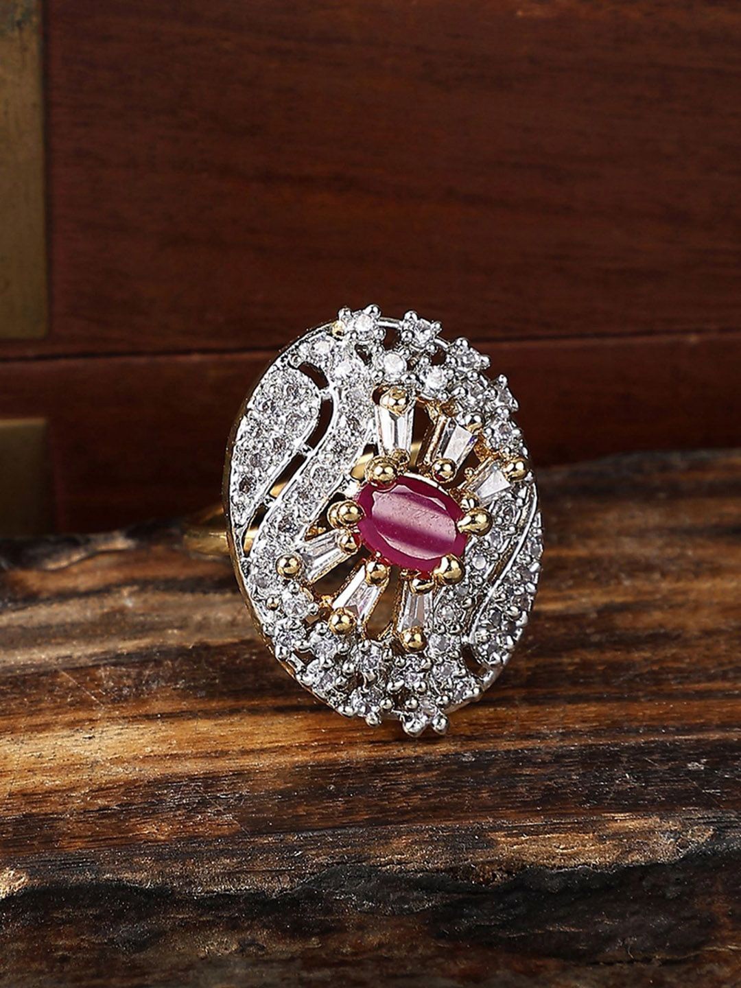 

Anouk Gold Plated CZ Stone Studded Finger Ring