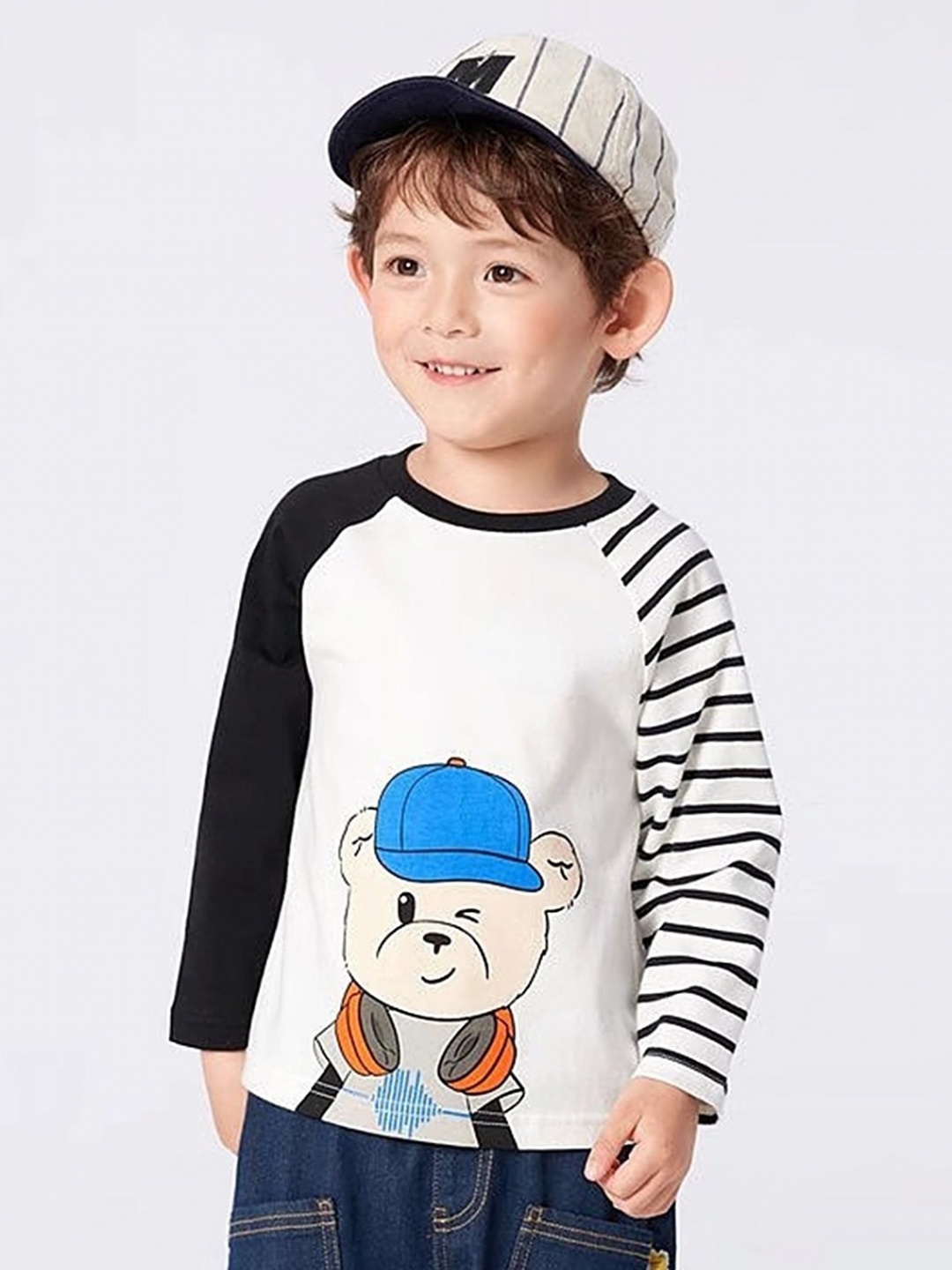 

LULU & SKY Boys Graphic Printed Round Neck Cotton Oversized T-shirt, White