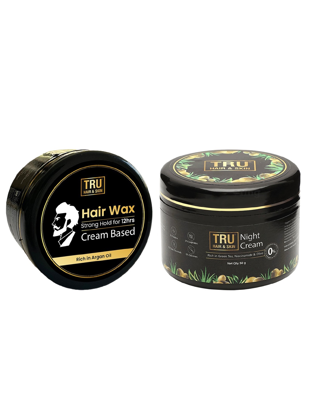 

TRU HAIR Set of Hair Wax Cream Blend - 100g & Night Cream with Green Tea - 50g