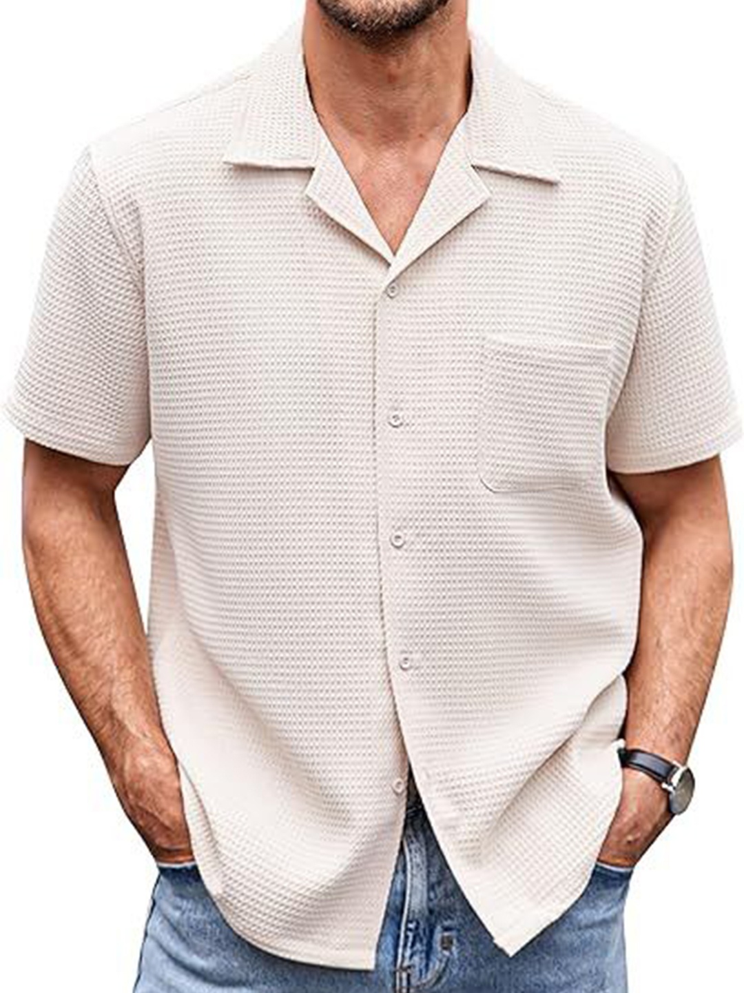 

Colorchakra Men Casual Shirt, Off white