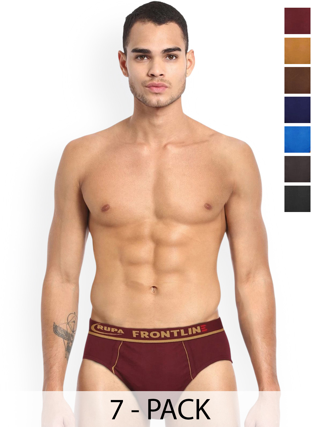 

Rupa Pack Of 7 Assorted Pure Cotton Basic Briefs - Frontline-Expando-Plain-7--85
