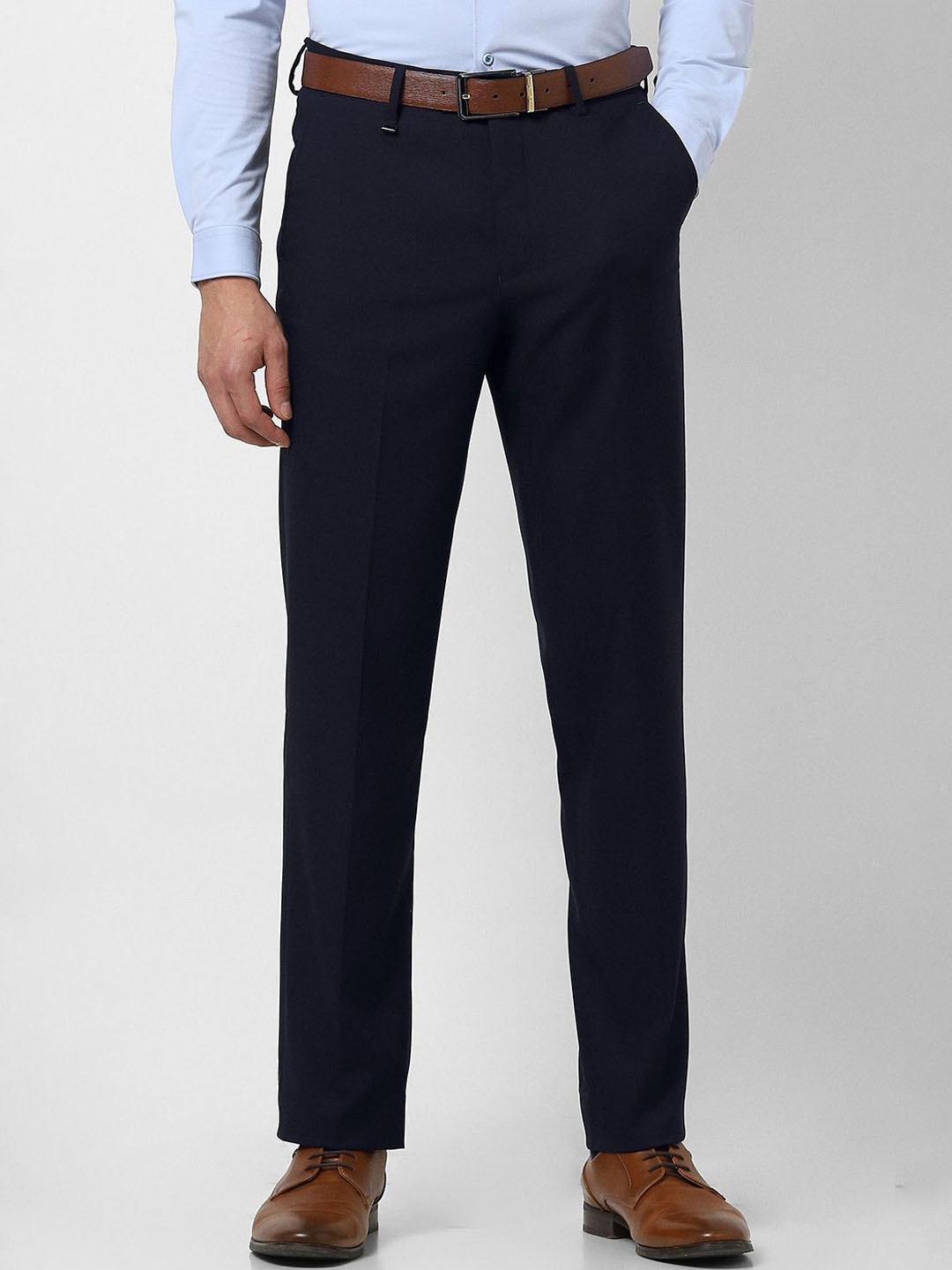 

Van Heusen Men Mid-Rise Regular Fit Formal Trouser, Navy blue