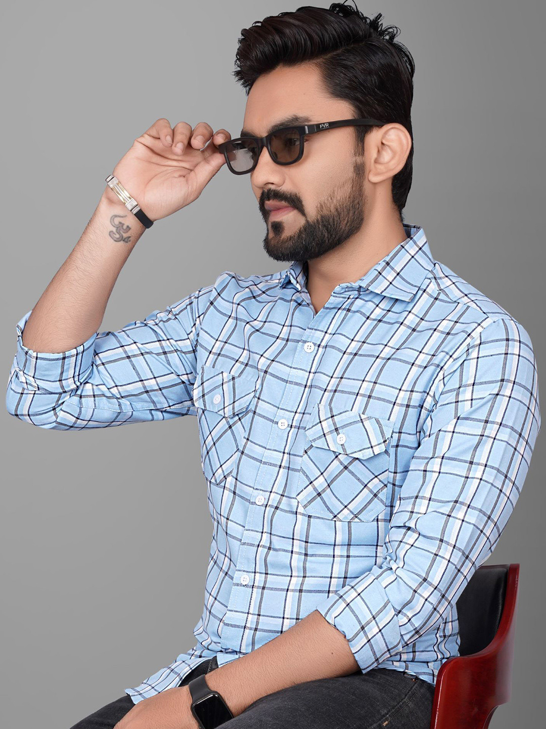 

Metronaut Men Regular Fit Spread Collar Checked Cotton Casual Shirt, White