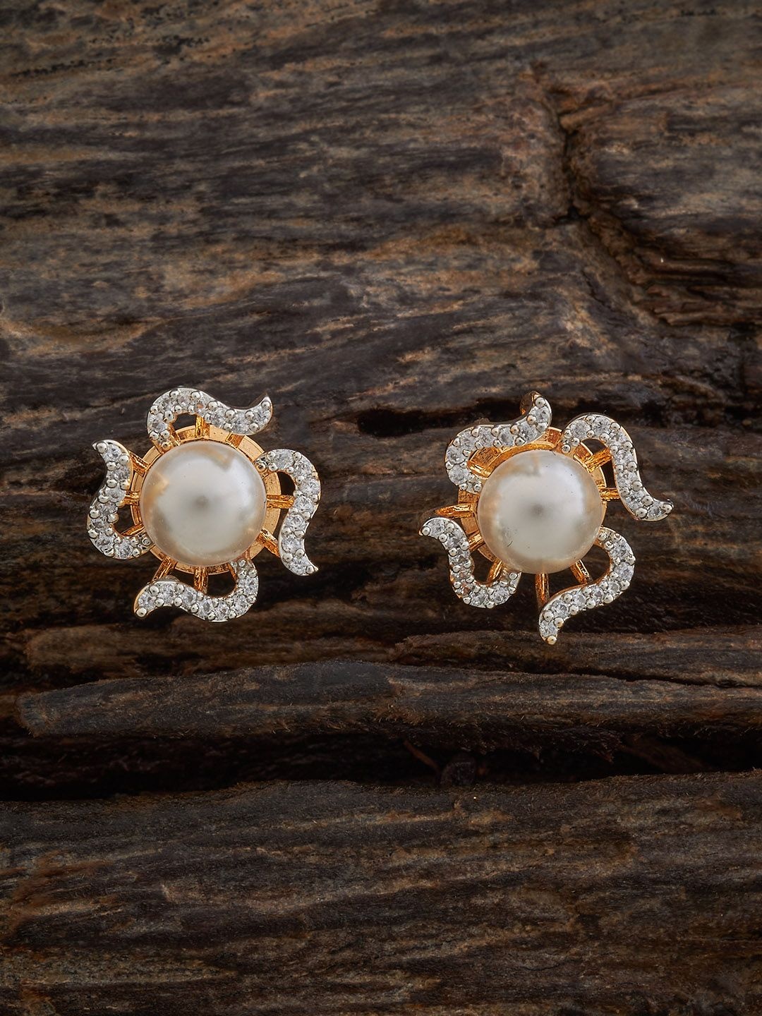 

Kushal's Fashion Jewellery Gold-Plated Zircon Classic Studs, White