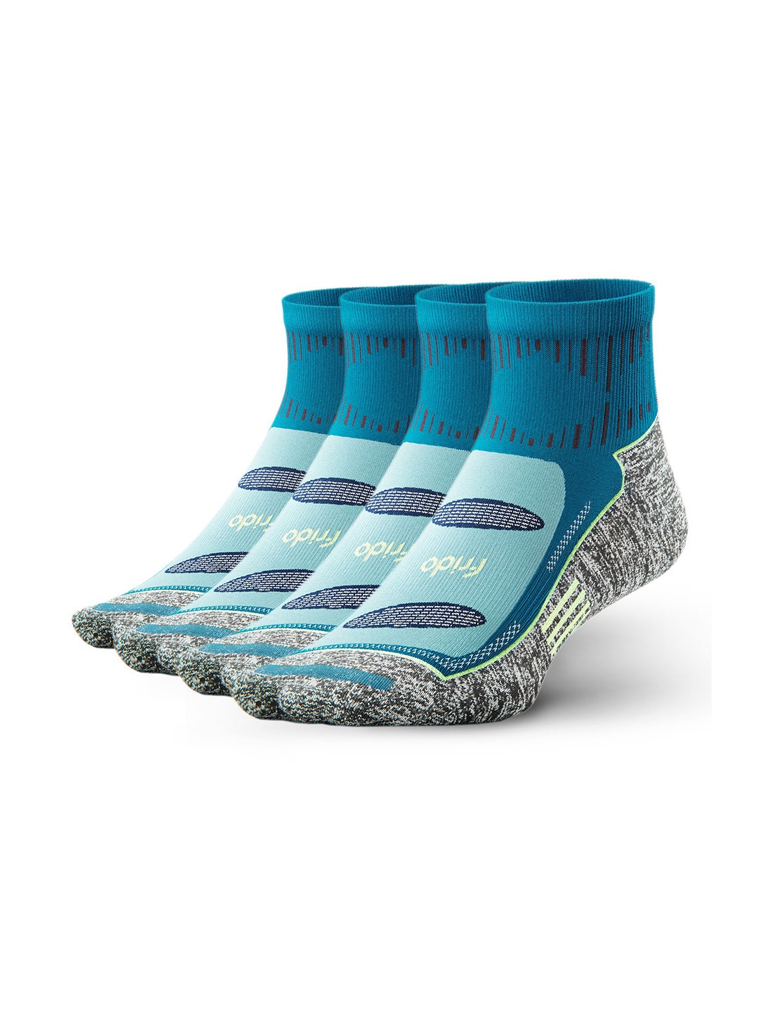 

Frido Pack Of 4 Patterned Cotton Ankle-Length Socks, Sea green