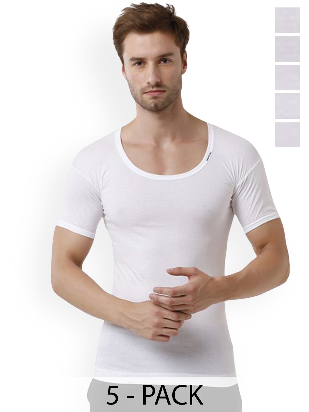 

Rupa Men Pack Of 5 Cotton Vests VANumber - Frontline-White-Vest-RNS-5-100