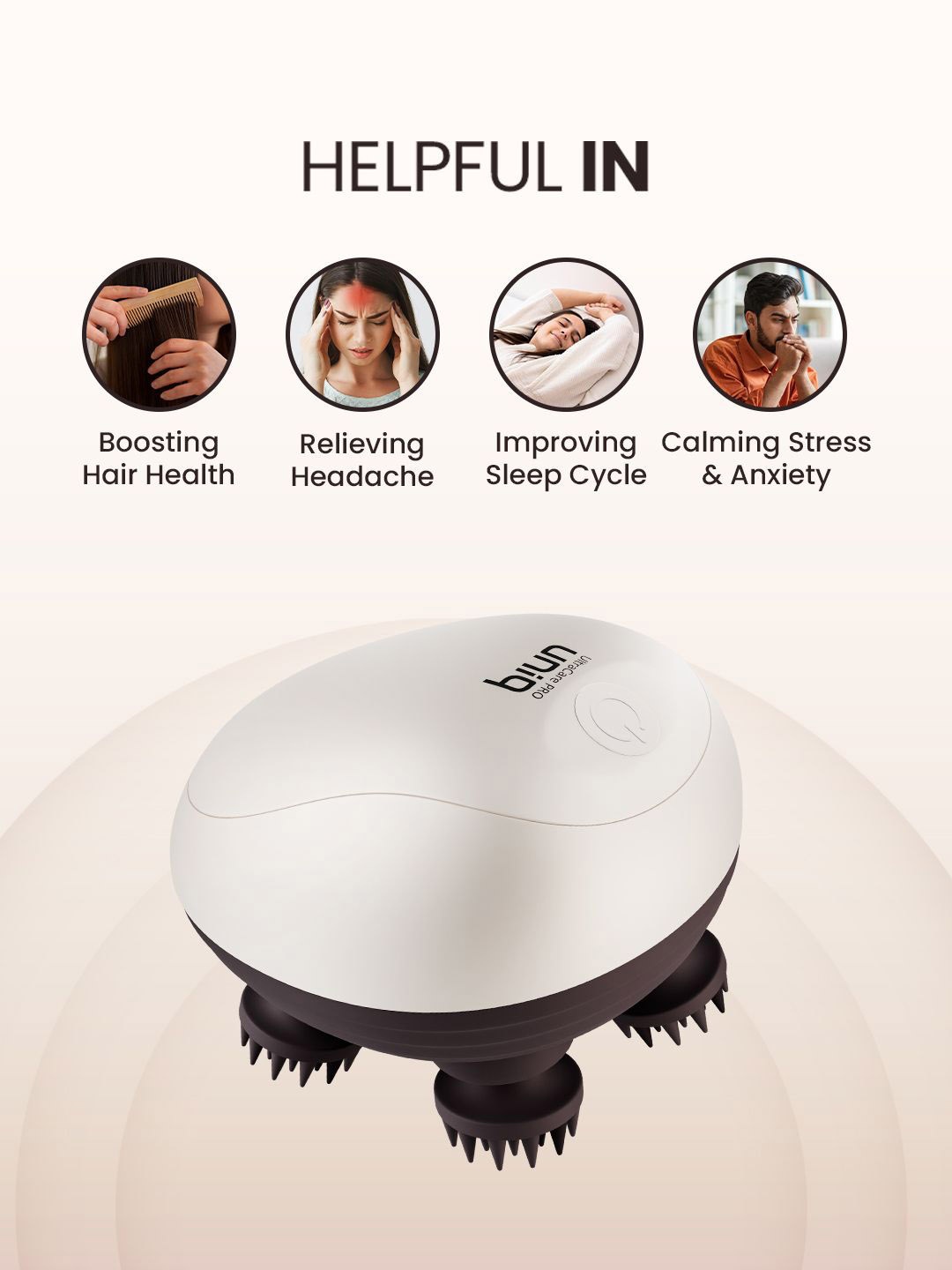 

UltraCare PRO UNIQ Head & Scalp Massager For Stress Relief, Brown