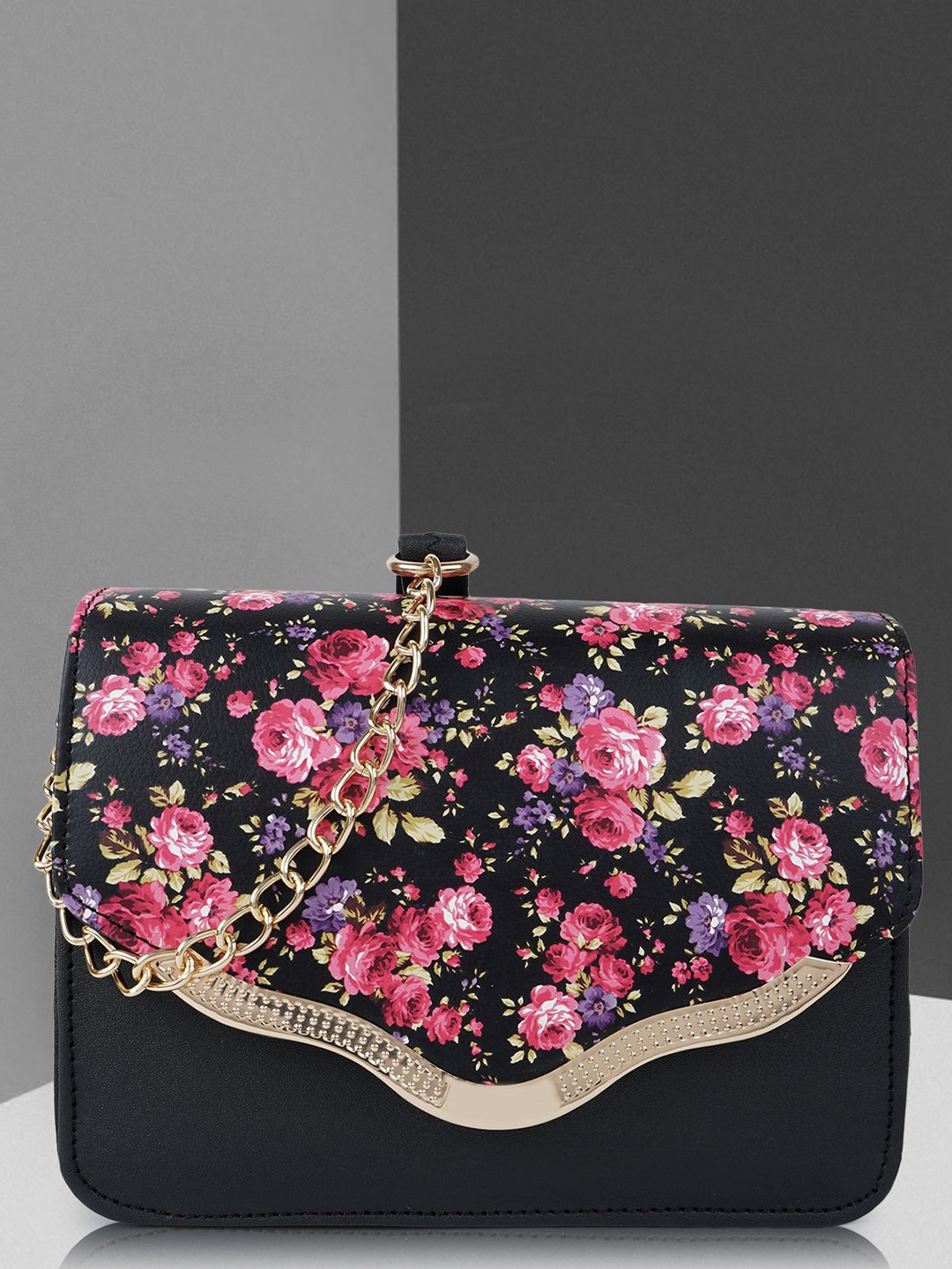 

SPOTIC Women Floral Printed Crossbody Leather Sling Bag, Black