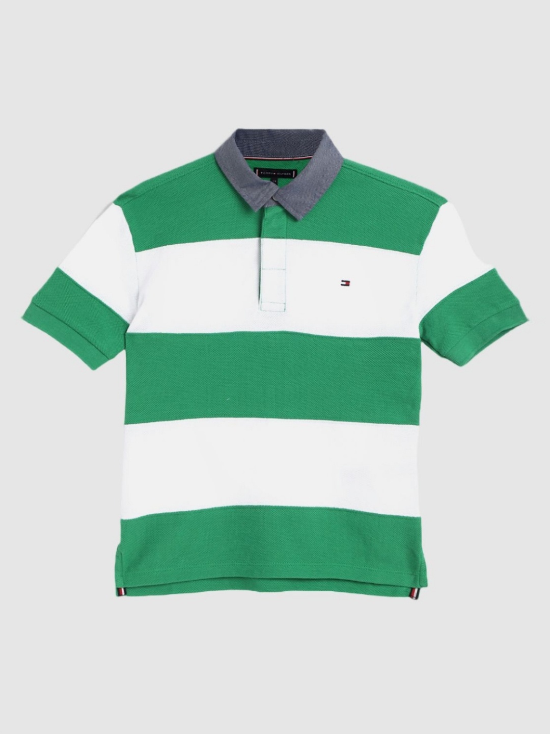 

Tommy Hilfiger Boys Striped Polo Collar Cotton T-shirt, White