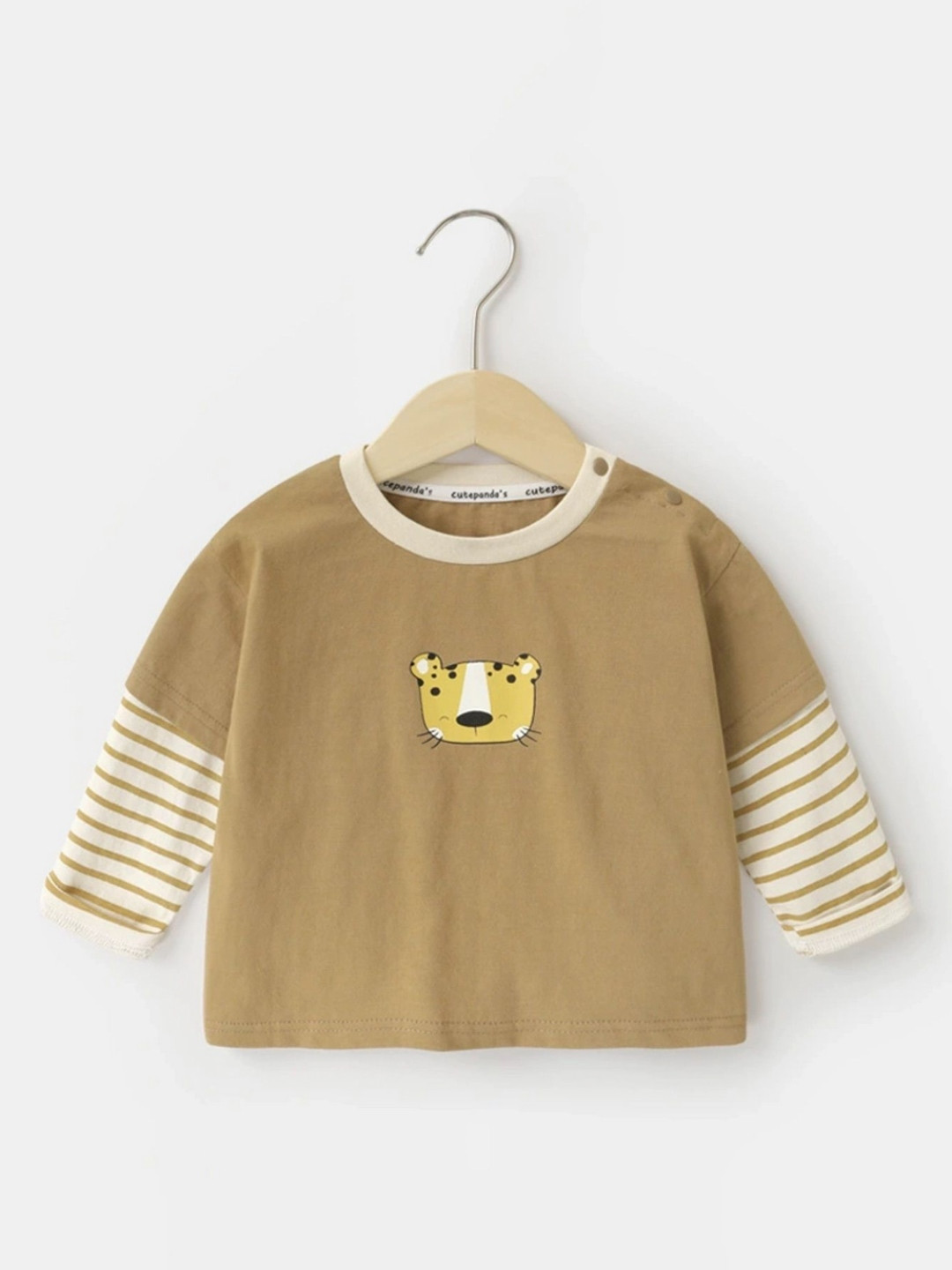 

LULU & SKY Girls Graphic Printed Round Neck Cotton Relaxed Fit T-shirt, Khaki