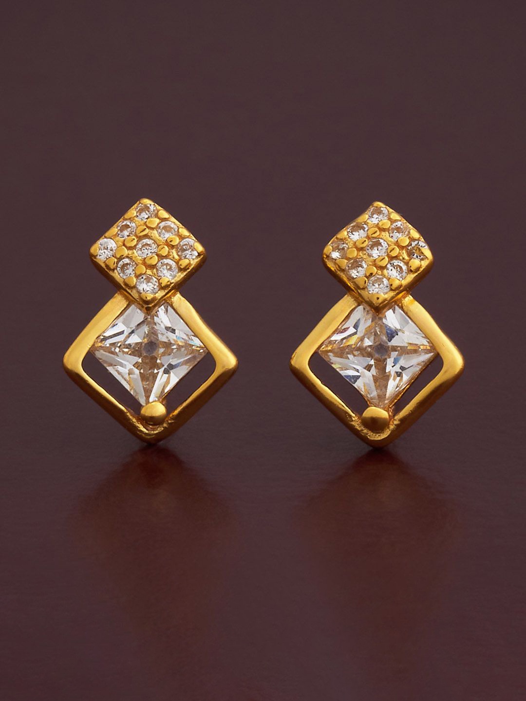 

Kushal's Fashion Jewellery 92.5 Silver Gold-Plated Zircon Classic Studs