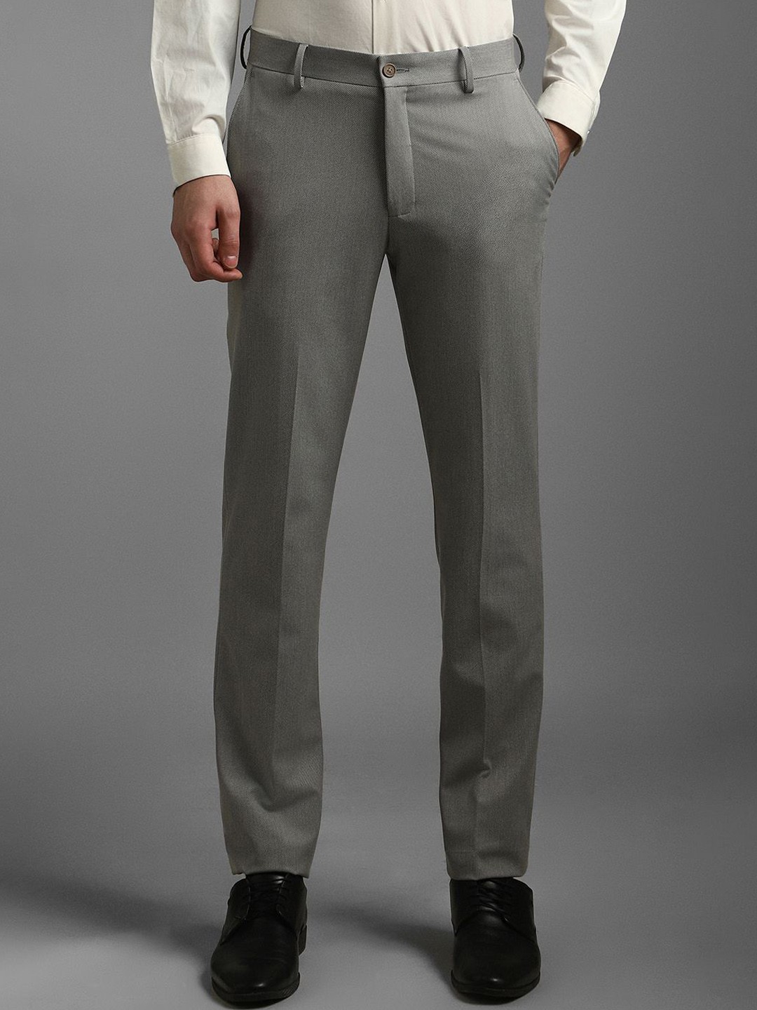 

Louis Philippe Men Slim Fit Mid-Rise Regular Trousers, Grey