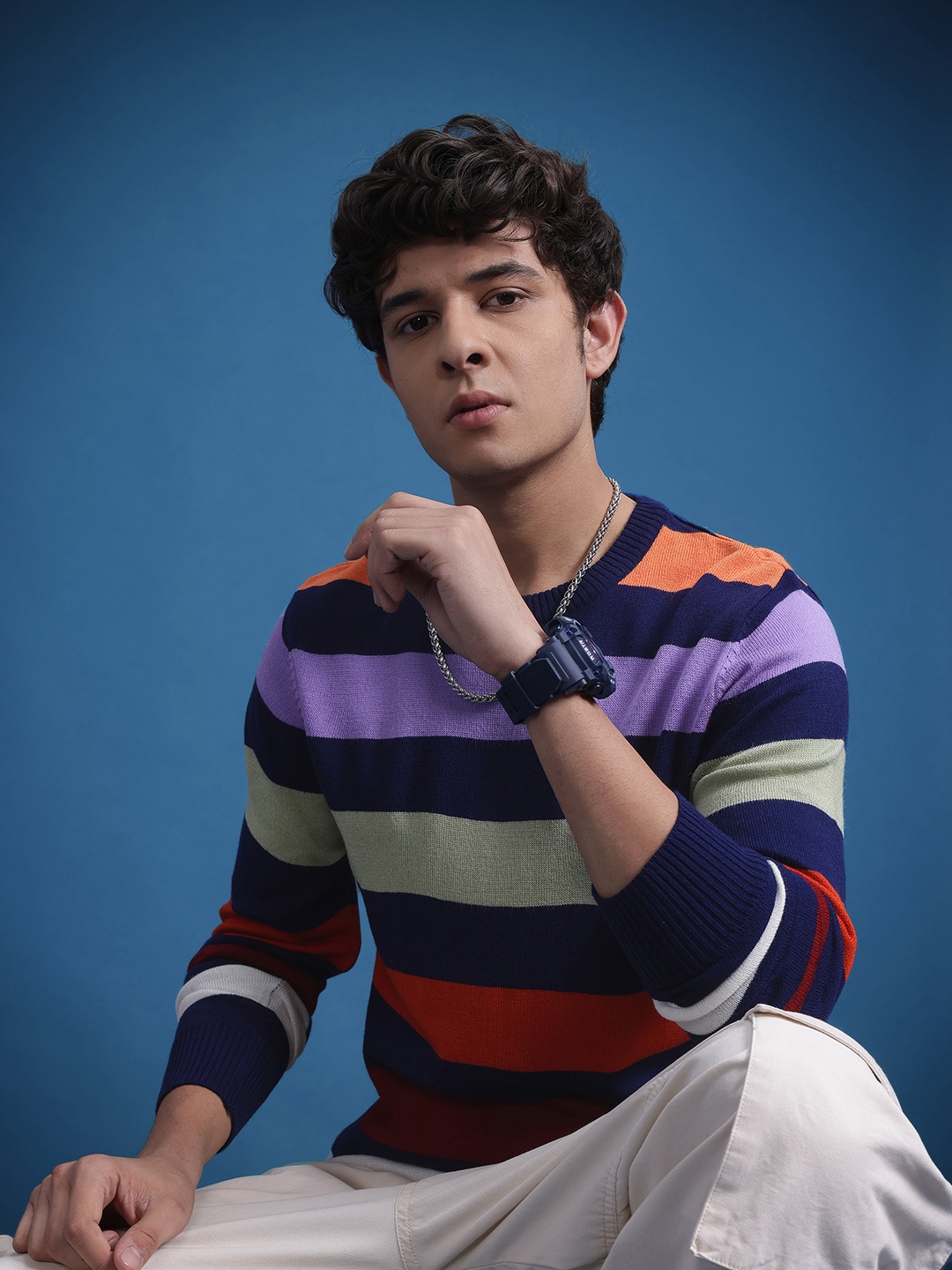 

The Roadster Lifestyle Co. Striped Pullover, Navy blue