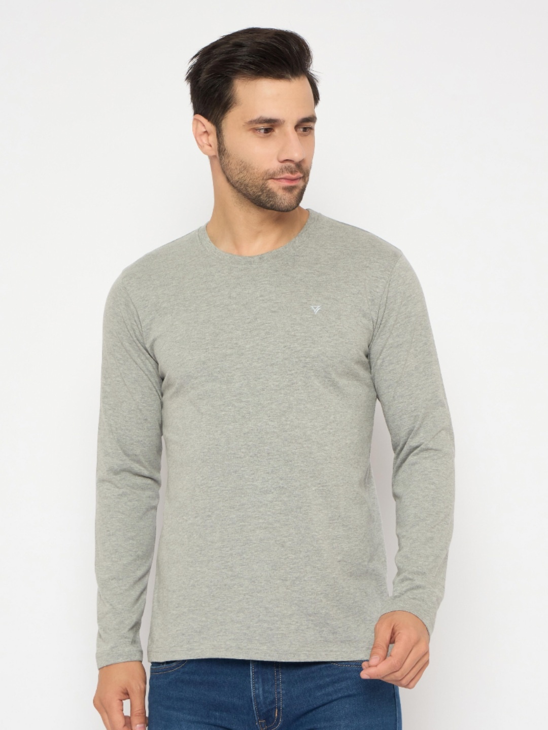 

NEVA Men Solid Round Neck Cotton T-shirt, Grey