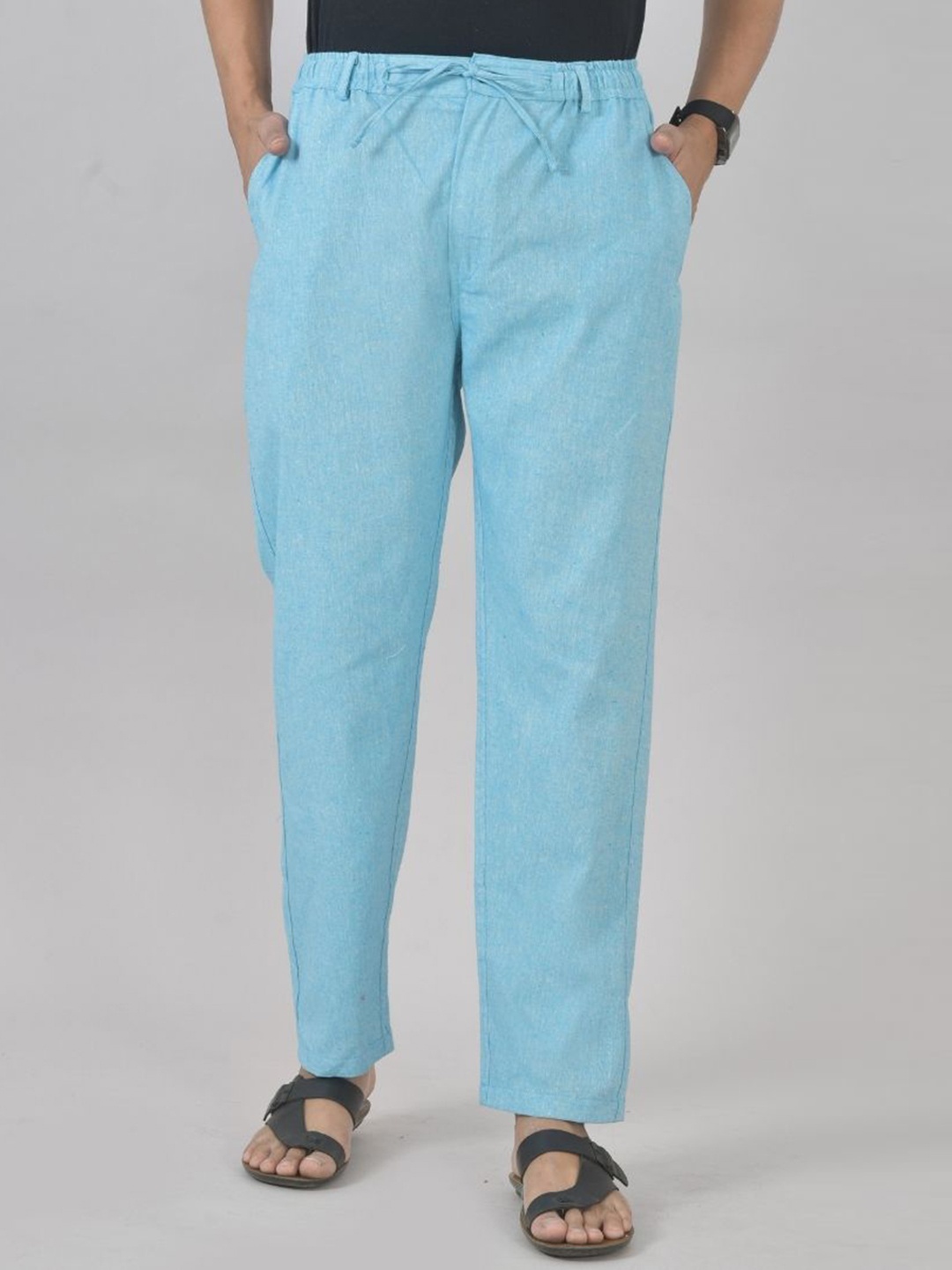 

Qashida Men Relaxed Easy Wash Trousers, Blue