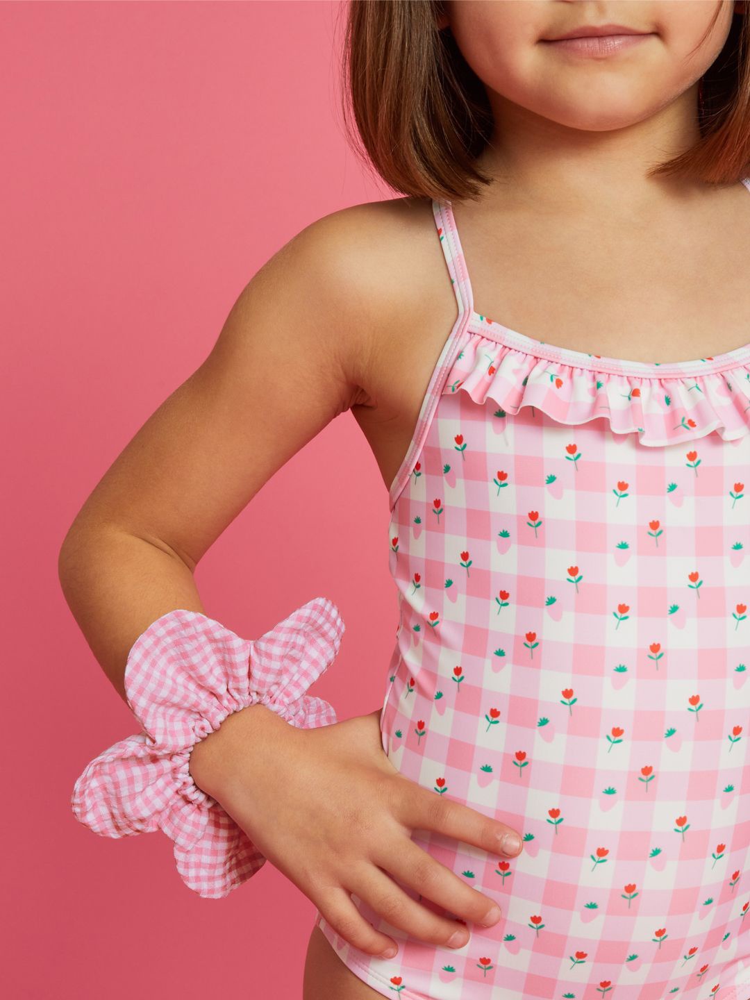 

Accessorize Girls Gingham Flower Hair Scrunchie, Pink