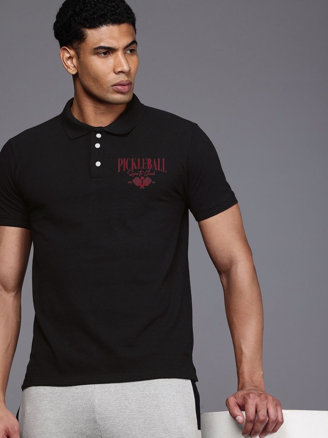 

HRX by Hrithik Roshan Men Rapid-Dry Typography Printed Polo Collar Cotton T-shirt, Black