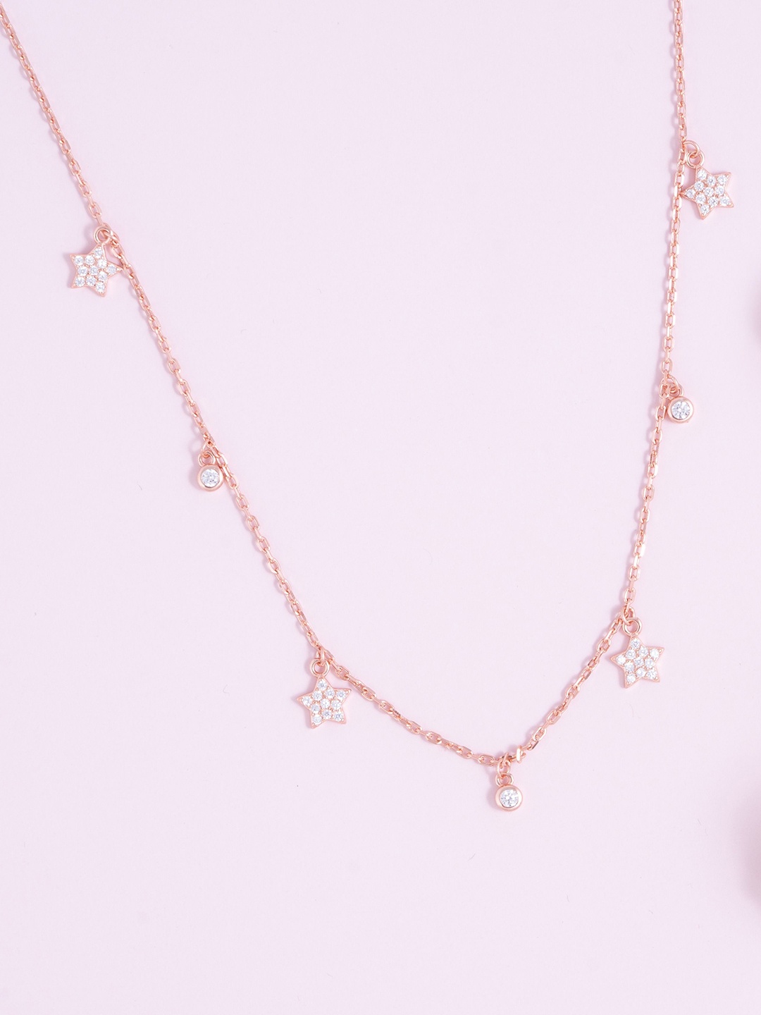 

GLYTERS 925 Sterling Silver Rose Gold-Plated Minimal Necklace
