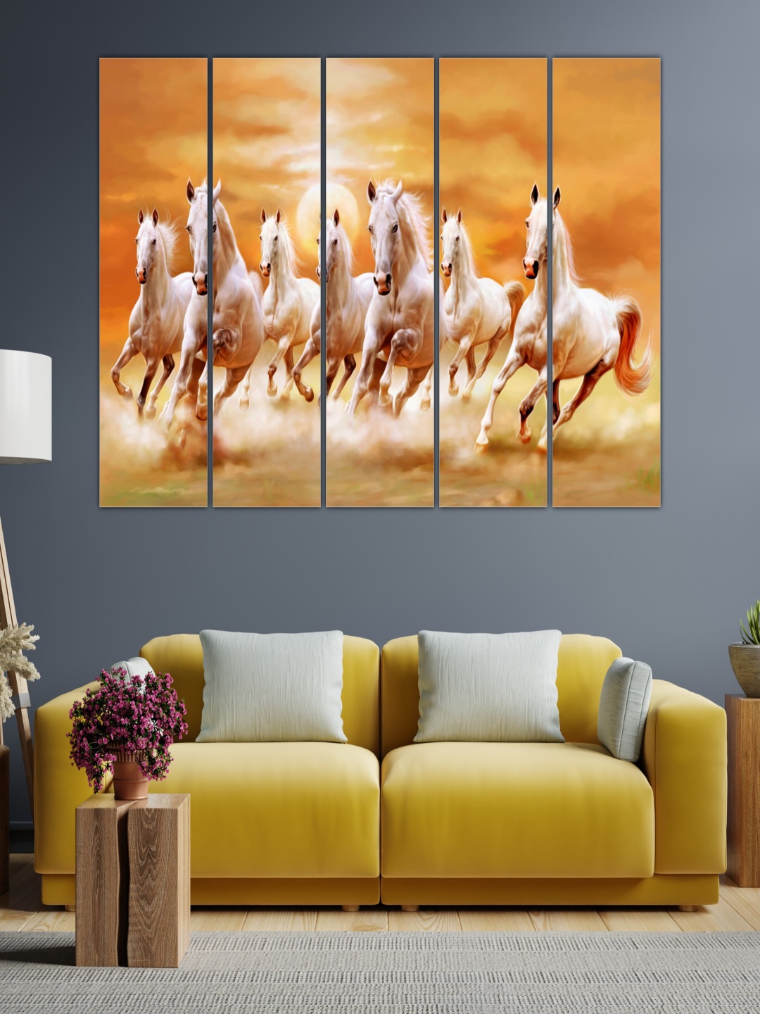 

Inephos Brown & White 5 Pieces Birds and Animals Canvas Wall Art