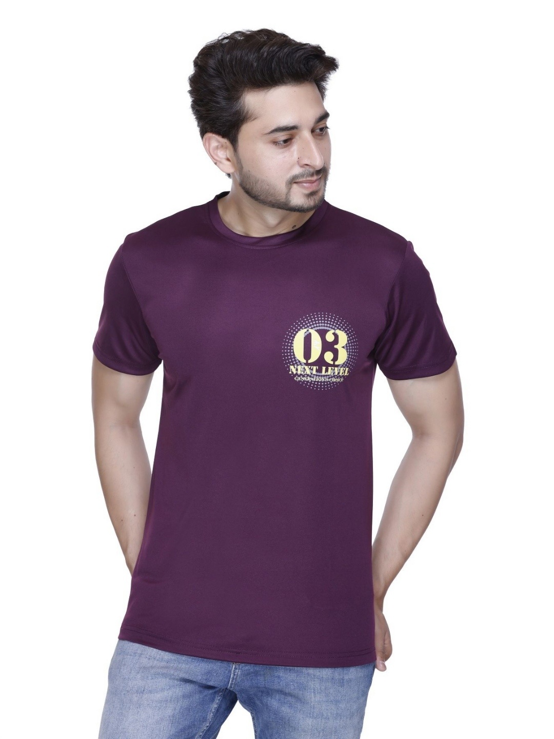 

A & Y Men Typography Printed Round Neck Cotton T-shirt, Purple