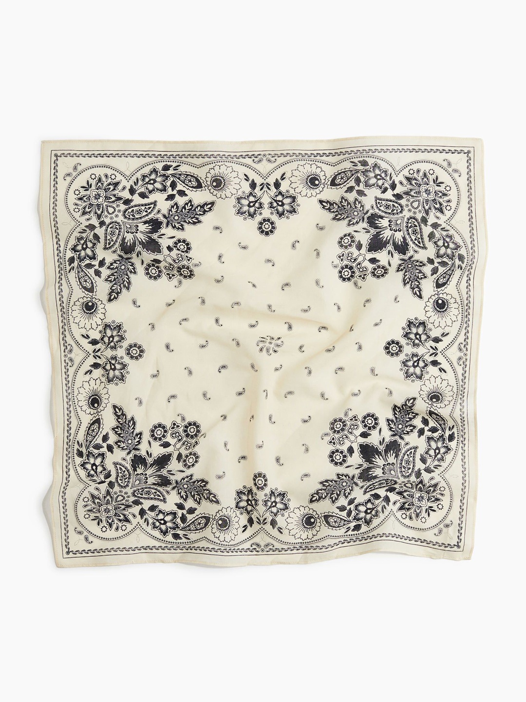 

H&M Patterned Cotton Scarf, Beige