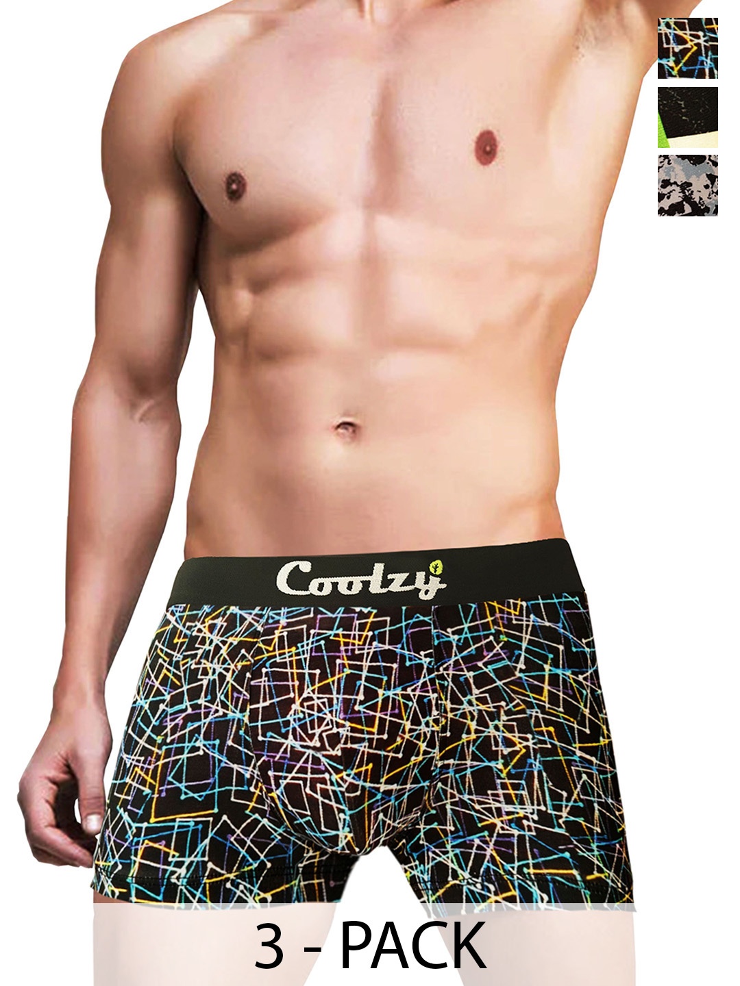 

COOLZY Pack Of 3 Printed Trunk RUCPTN3K017-S, Green
