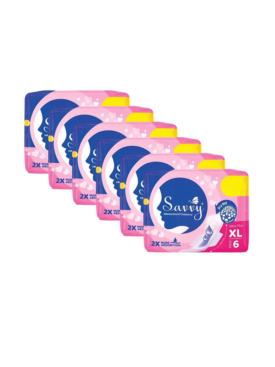 

Savvy Set Of 6 Ultra Thin Sanitary Pads- 6 Pads Each- XL, White